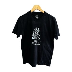 George Bichota Black Tee with White Line Art of Karol G